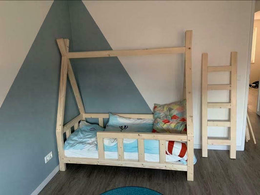 Tipi Kinderbed 200x90 Blank Hout (Natuurlijke Look)